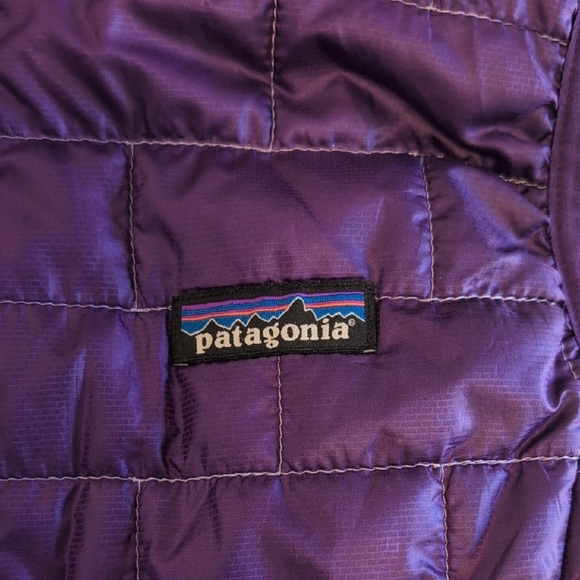 Patagonia Women's Nano Puff Purple and Teal Down Vest - Picture 5 of 6